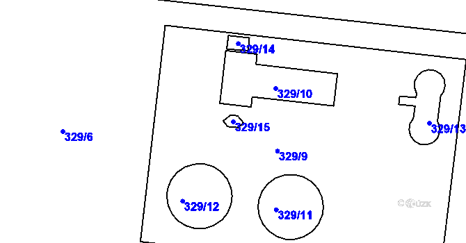 Parcela st. 329/15 v KÚ Ledce u Židlochovic, Katastrální mapa