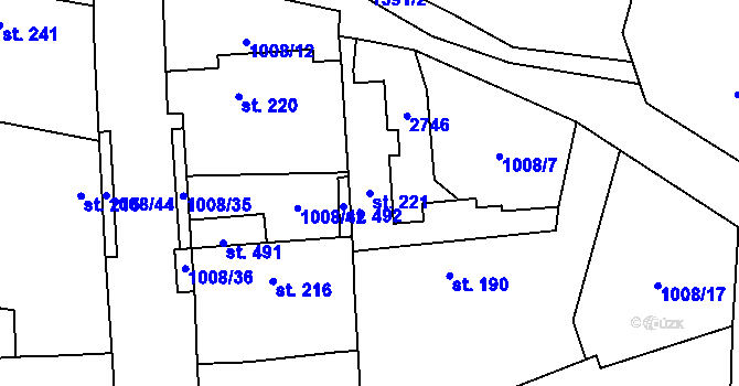 Parcela st. 221 v KÚ Ledčice, Katastrální mapa