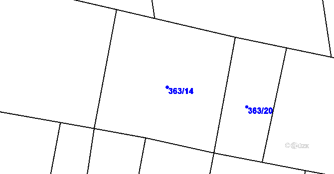 Parcela st. 363/14 v KÚ Ledčice, Katastrální mapa