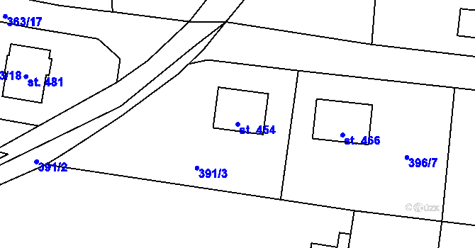 Parcela st. 454 v KÚ Ledčice, Katastrální mapa