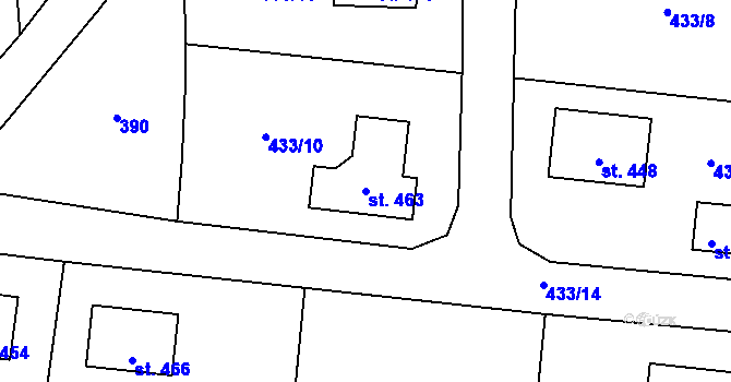 Parcela st. 463 v KÚ Ledčice, Katastrální mapa