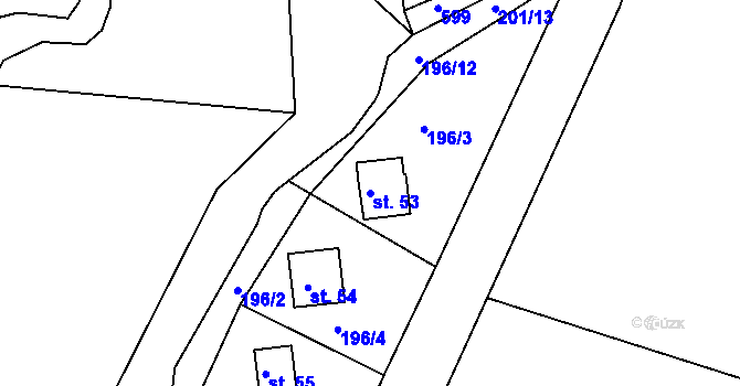 Parcela st. 53 v KÚ Ledec, Katastrální mapa