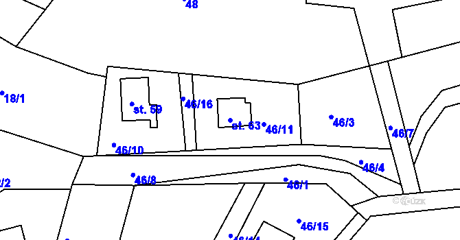 Parcela st. 63 v KÚ Ledec, Katastrální mapa