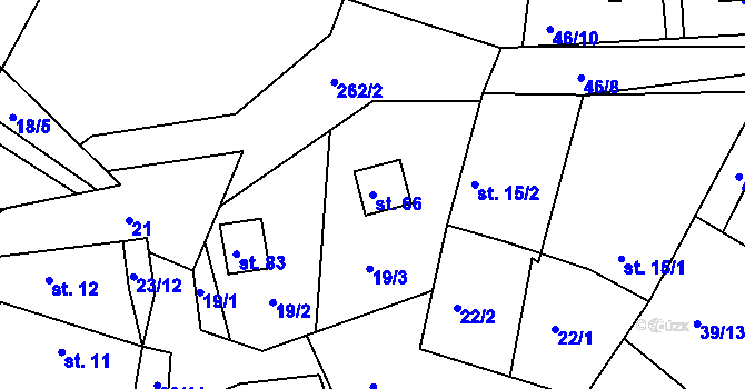 Parcela st. 66 v KÚ Ledec, Katastrální mapa
