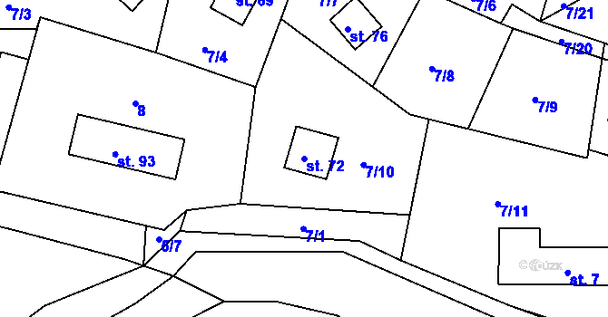Parcela st. 72 v KÚ Ledec, Katastrální mapa