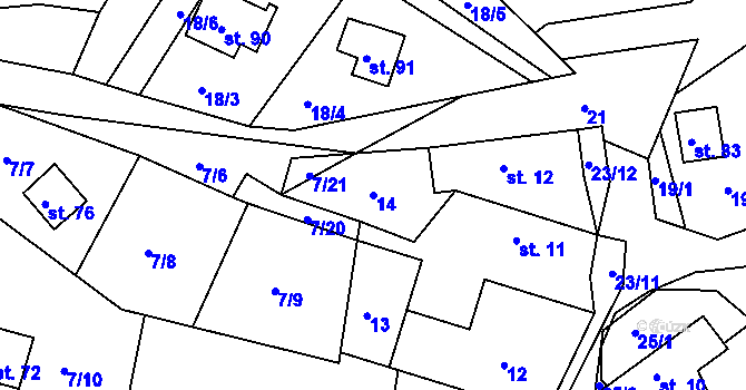 Parcela st. 14 v KÚ Ledec, Katastrální mapa