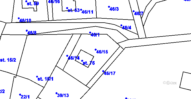 Parcela st. 46/15 v KÚ Ledec, Katastrální mapa