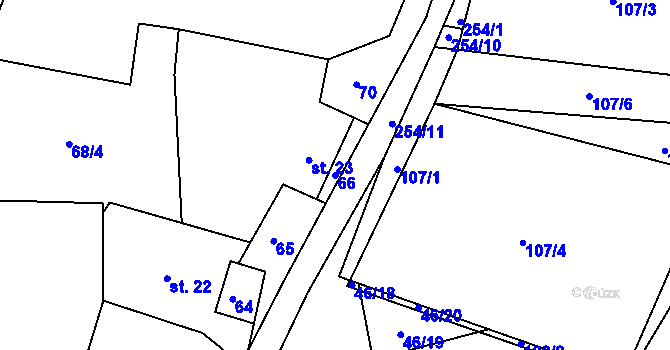 Parcela st. 66 v KÚ Ledec, Katastrální mapa