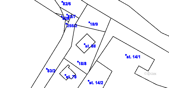 Parcela st. 88 v KÚ Ledec, Katastrální mapa
