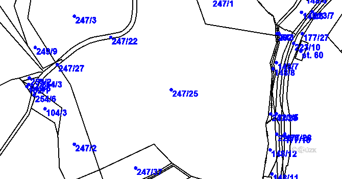 Parcela st. 247/25 v KÚ Ledec, Katastrální mapa