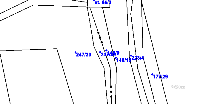 Parcela st. 247/38 v KÚ Ledec, Katastrální mapa