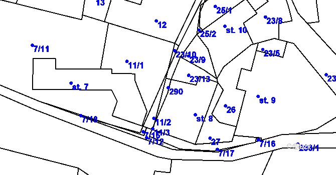 Parcela st. 290 v KÚ Ledec, Katastrální mapa