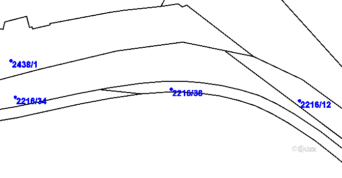 Parcela st. 2216/38 v KÚ Ledeč nad Sázavou, Katastrální mapa