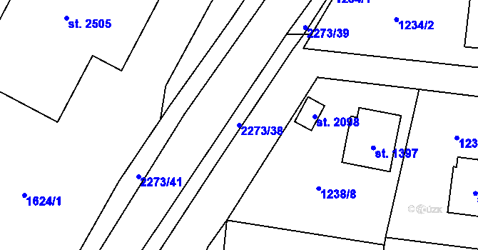 Parcela st. 2273/38 v KÚ Ledeč nad Sázavou, Katastrální mapa