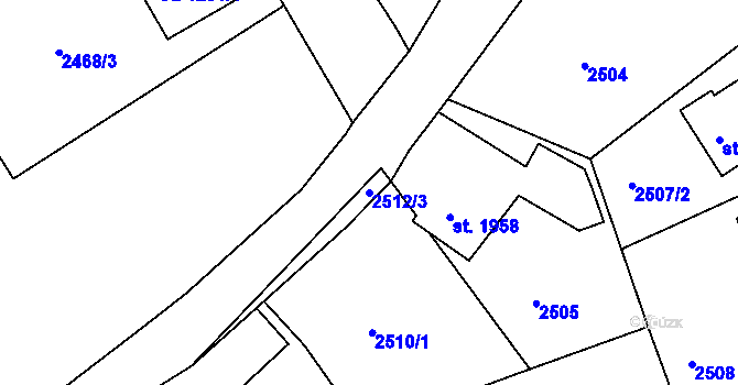 Parcela st. 2512/3 v KÚ Ledeč nad Sázavou, Katastrální mapa