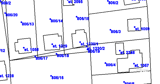 Parcela st. 1230/1 v KÚ Ledeč nad Sázavou, Katastrální mapa
