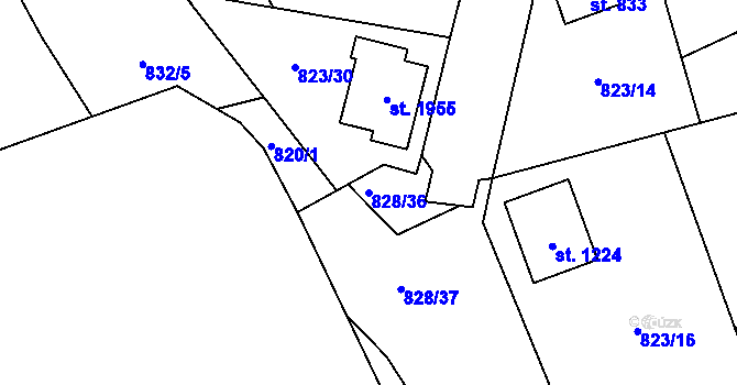 Parcela st. 828/36 v KÚ Ledeč nad Sázavou, Katastrální mapa