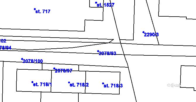 Parcela st. 2078/93 v KÚ Ledeč nad Sázavou, Katastrální mapa