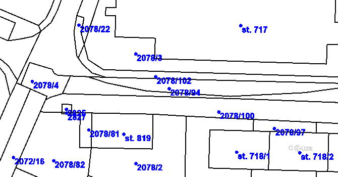 Parcela st. 2078/94 v KÚ Ledeč nad Sázavou, Katastrální mapa