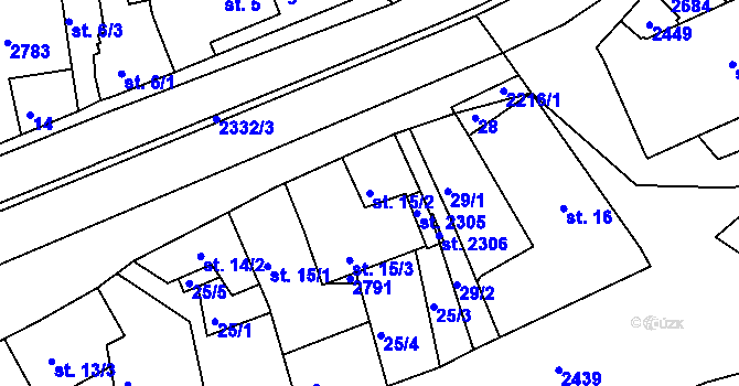 Parcela st. 15/2 v KÚ Ledeč nad Sázavou, Katastrální mapa