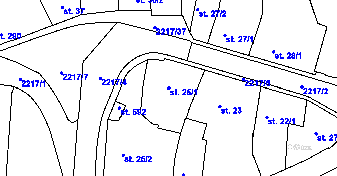 Parcela st. 25/1 v KÚ Ledeč nad Sázavou, Katastrální mapa