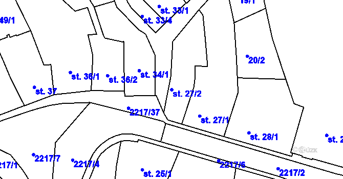 Parcela st. 27/2 v KÚ Ledeč nad Sázavou, Katastrální mapa