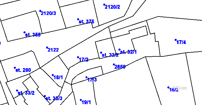 Parcela st. 32/2 v KÚ Ledeč nad Sázavou, Katastrální mapa