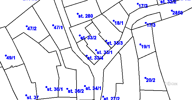 Parcela st. 33/1 v KÚ Ledeč nad Sázavou, Katastrální mapa