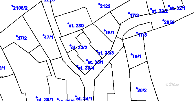 Parcela st. 33/3 v KÚ Ledeč nad Sázavou, Katastrální mapa