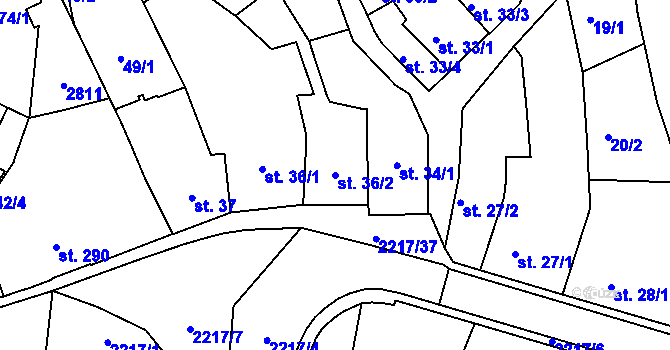 Parcela st. 36/2 v KÚ Ledeč nad Sázavou, Katastrální mapa