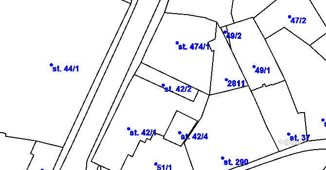 Parcela st. 42/2 v KÚ Ledeč nad Sázavou, Katastrální mapa