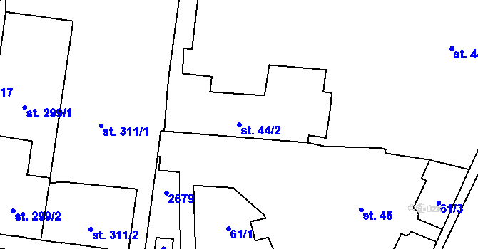 Parcela st. 44/2 v KÚ Ledeč nad Sázavou, Katastrální mapa