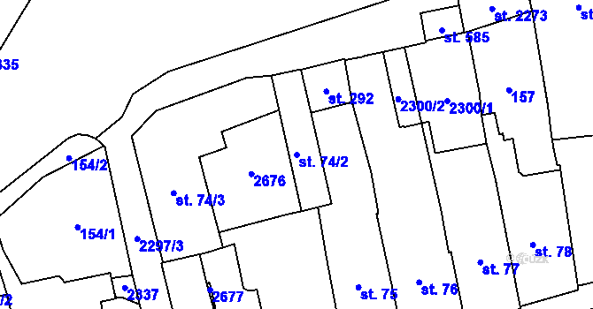 Parcela st. 74/2 v KÚ Ledeč nad Sázavou, Katastrální mapa