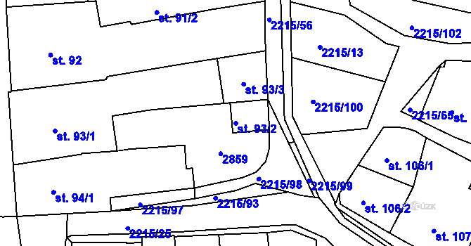 Parcela st. 93/2 v KÚ Ledeč nad Sázavou, Katastrální mapa