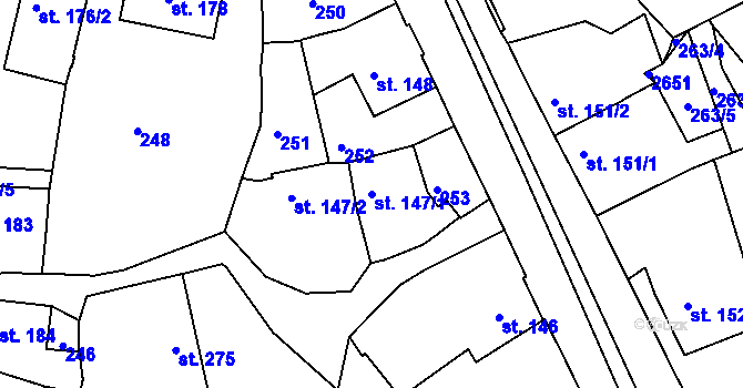 Parcela st. 147/1 v KÚ Ledeč nad Sázavou, Katastrální mapa