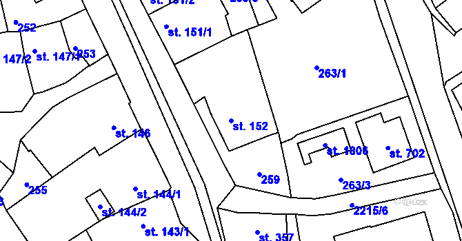 Parcela st. 152 v KÚ Ledeč nad Sázavou, Katastrální mapa