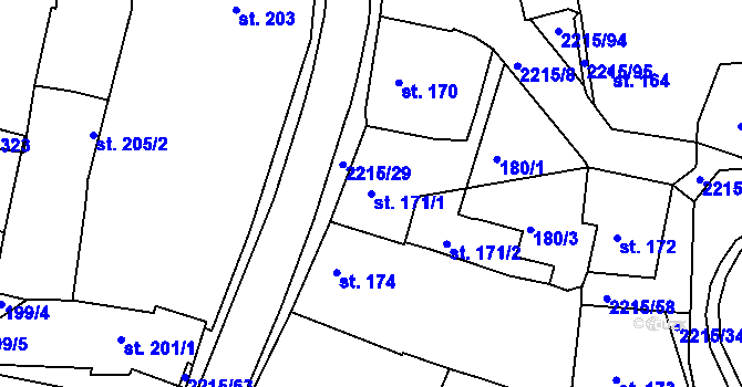 Parcela st. 171/1 v KÚ Ledeč nad Sázavou, Katastrální mapa