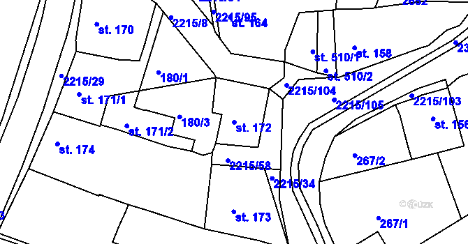 Parcela st. 172 v KÚ Ledeč nad Sázavou, Katastrální mapa