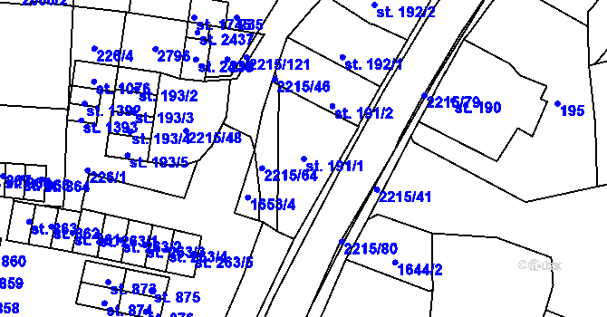 Parcela st. 191/1 v KÚ Ledeč nad Sázavou, Katastrální mapa