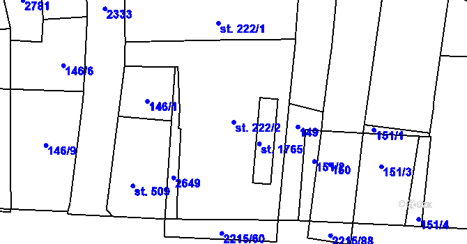 Parcela st. 222/2 v KÚ Ledeč nad Sázavou, Katastrální mapa