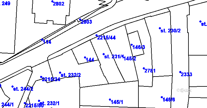 Parcela st. 231/1 v KÚ Ledeč nad Sázavou, Katastrální mapa
