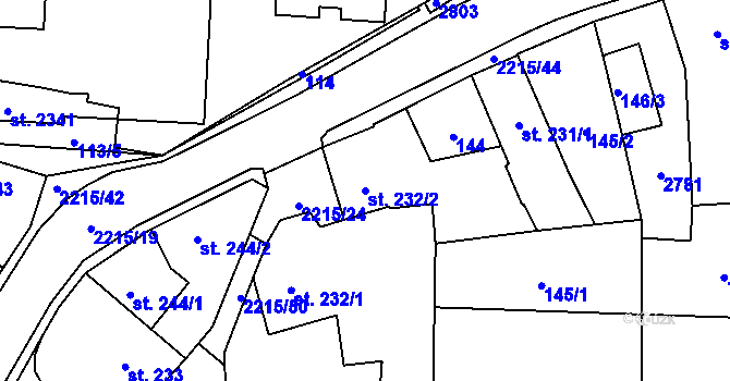 Parcela st. 232/2 v KÚ Ledeč nad Sázavou, Katastrální mapa