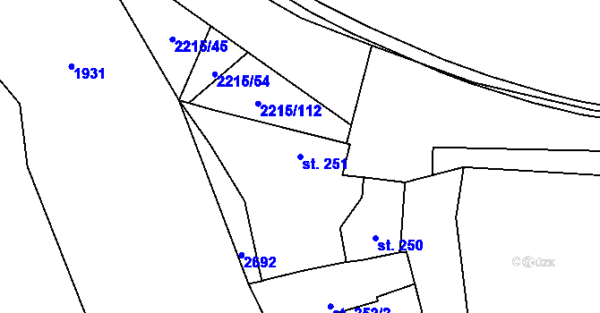 Parcela st. 251 v KÚ Ledeč nad Sázavou, Katastrální mapa