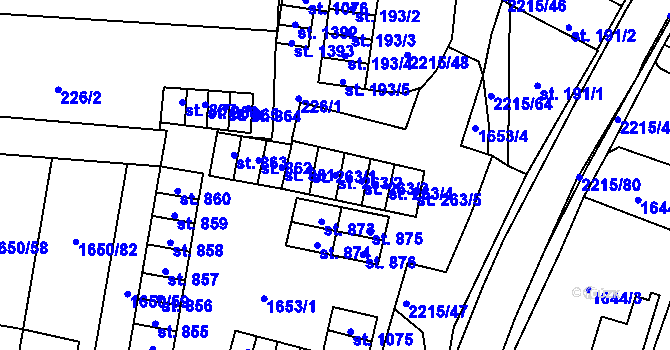 Parcela st. 263/2 v KÚ Ledeč nad Sázavou, Katastrální mapa