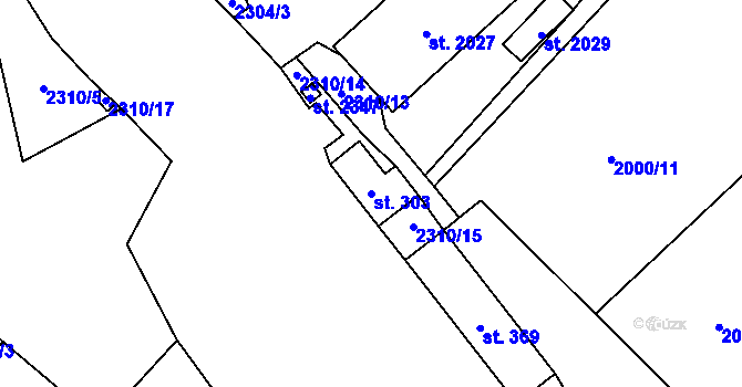Parcela st. 303 v KÚ Ledeč nad Sázavou, Katastrální mapa
