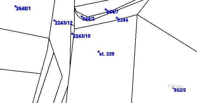 Parcela st. 329 v KÚ Ledeč nad Sázavou, Katastrální mapa