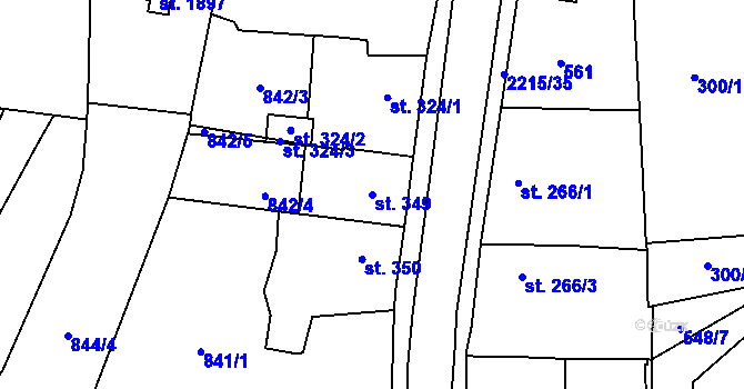 Parcela st. 349 v KÚ Ledeč nad Sázavou, Katastrální mapa