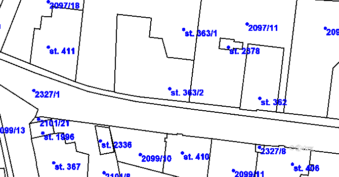 Parcela st. 363/2 v KÚ Ledeč nad Sázavou, Katastrální mapa