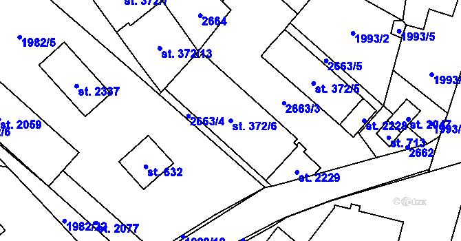 Parcela st. 372/6 v KÚ Ledeč nad Sázavou, Katastrální mapa