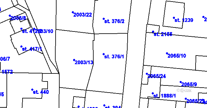 Parcela st. 376/1 v KÚ Ledeč nad Sázavou, Katastrální mapa